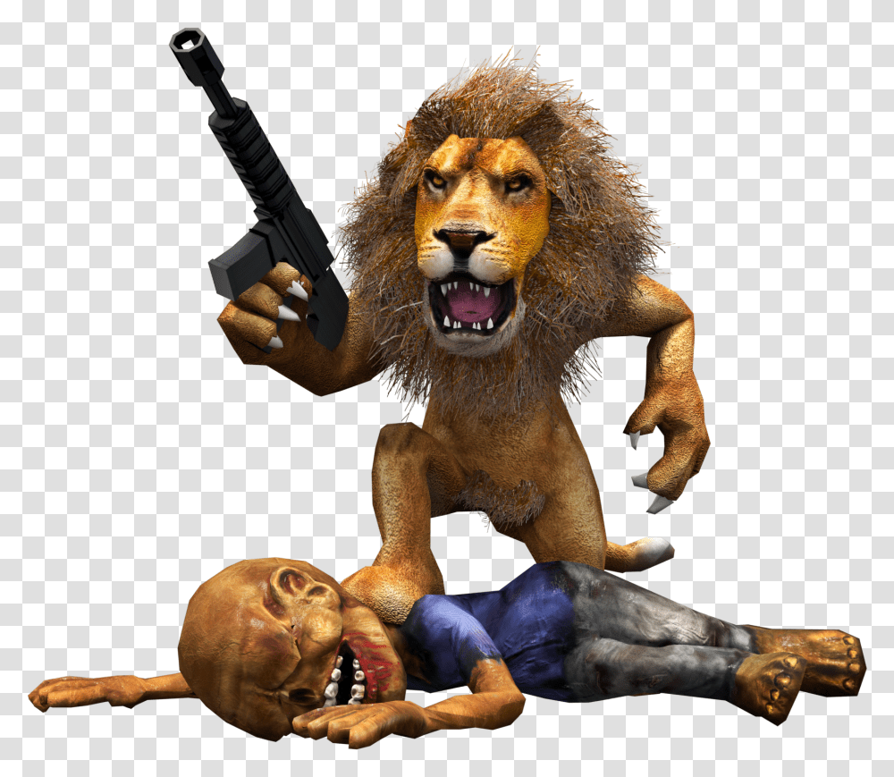 Angry Lion Lion Cartoon Lion With Gun 457620 Vippng Zombie Apocalypse, Figurine, Mammal, Animal, Toy Transparent Png