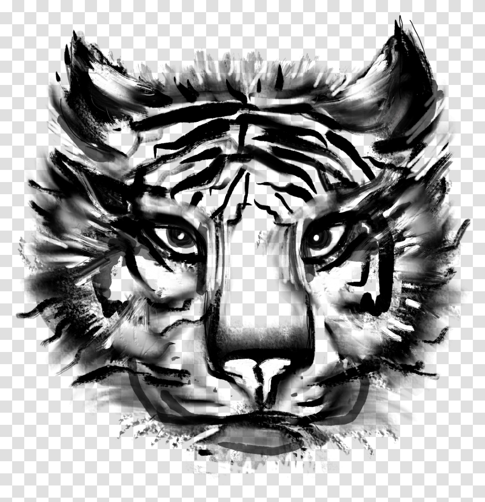 Angry Lion Siberian Tiger, Bird, Animal, Stencil, Mammal Transparent Png