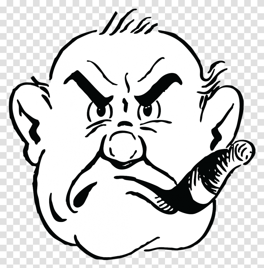 Angry Man Gruff Clipart, Stencil, Face Transparent Png