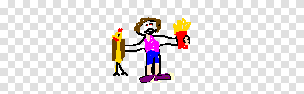 Angry Man Holding Chicken Sandwich And Fries, Poster, Hand Transparent Png
