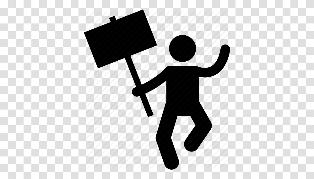 Angry Man Protest Protester Rebel Signboard Unhappy Icon, Piano, Leisure Activities, Musical Instrument, Silhouette Transparent Png