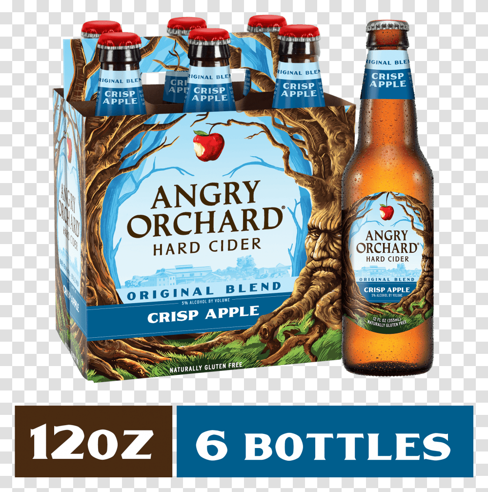 Angry Orchard Crisp Apple Hard Cider 6 Angry Orchard Green Apple, Beer, Alcohol, Beverage, Drink Transparent Png