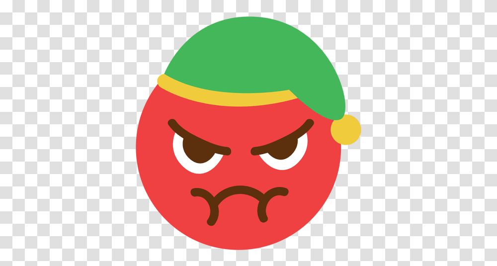 Angry Red Elf Hat Face Emoticon 5 Cabeza Duende, Food, Egg Transparent Png