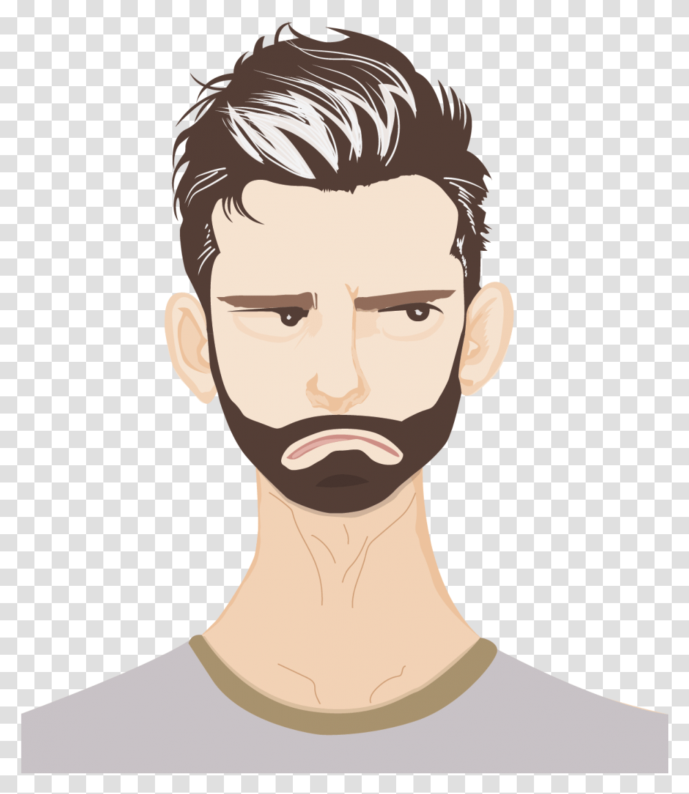Angry Sad Man Cartoon Angry Sad Man, Face, Person, Human, Beard Transparent Png