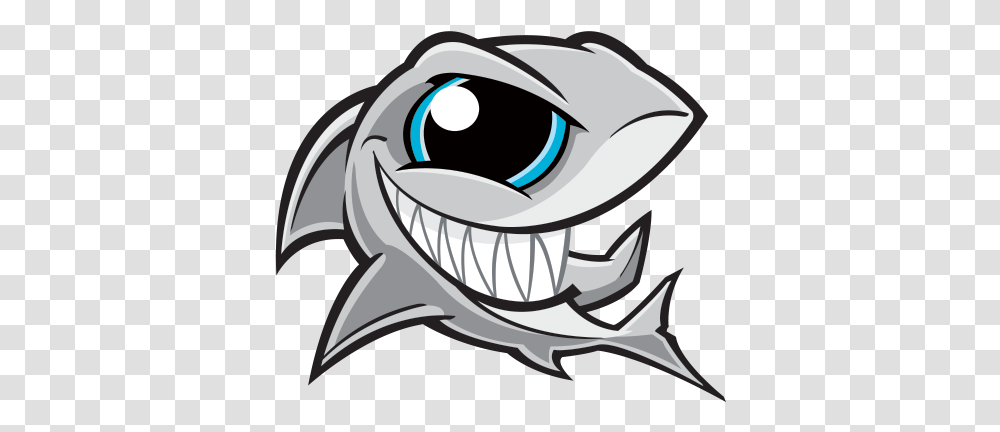 Angry Shark Smile Cartoon Shark Big Eyes, Helmet, Apparel, Drawing Transparent Png