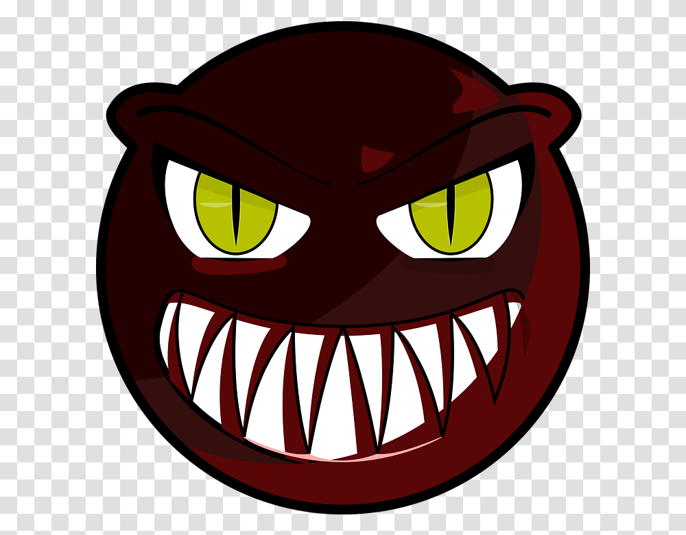 Angry Smiley Face Expression Free Vector Graphic On Pixabay Cartoon Scary Monster Faces, Label, Text, Helmet, Clothing Transparent Png