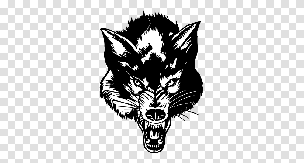 Angry Wolf Head Cabeza De Lobo, Stencil, Graphics, Art, Symbol Transparent Png