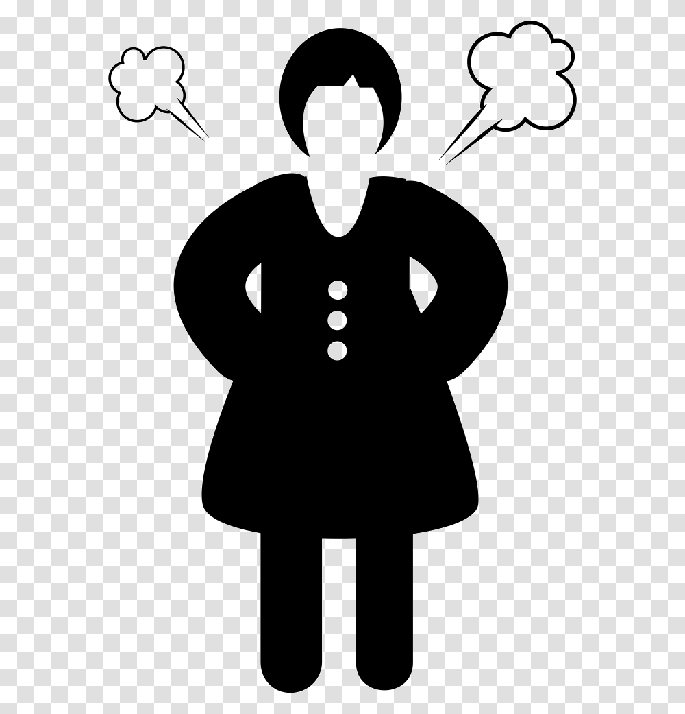 Angry Woman Woman Angry Icon, Stencil, Silhouette, Person, Human Transparent Png