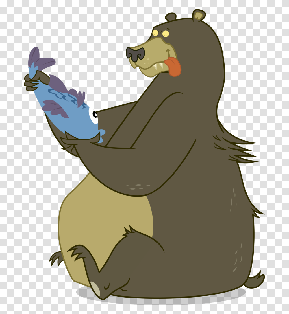 Animal Artistambassad0r Bear Fish Harry Safe Cartoon Bear Eating Fish, Wildlife, Mammal, Aardvark, Amphibian Transparent Png