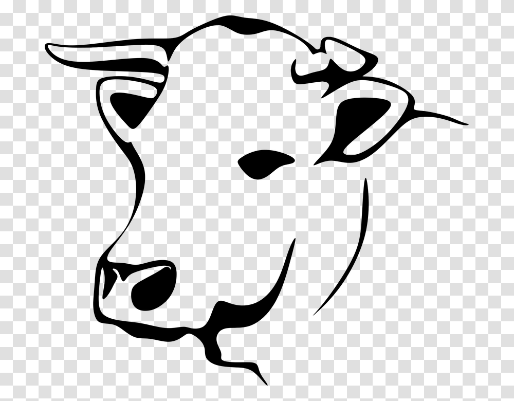 Animal Barnyard Cattle Cow Livestock Moo Line Art Cow, Gray Transparent Png
