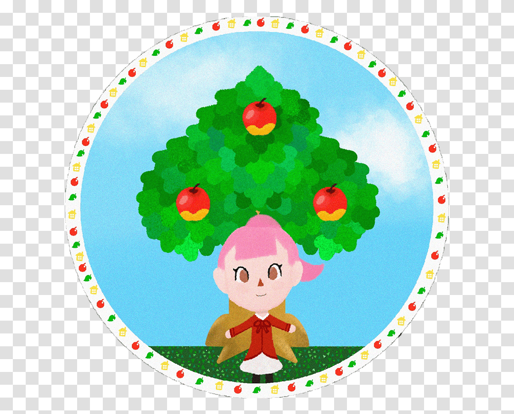 Animal Crossing Villager With Tree Design Illustration Circle, Rug, Applique, Plant, Logo Transparent Png