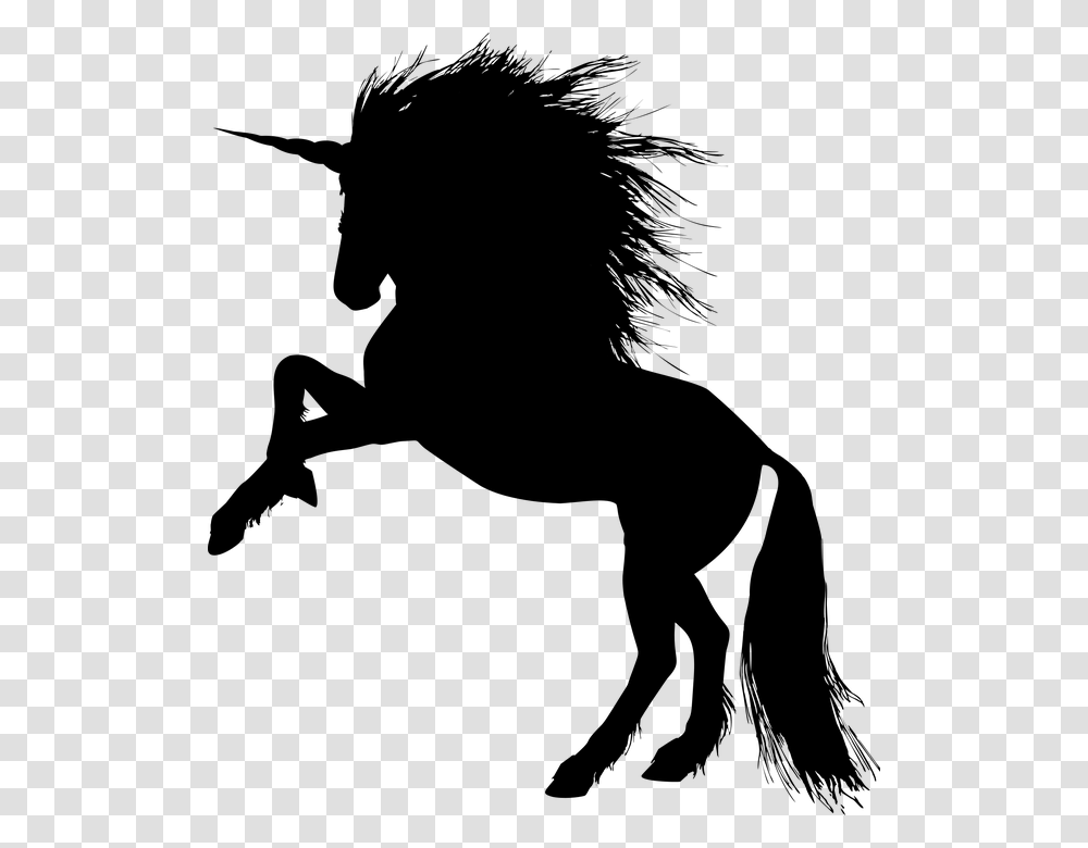 Animal Equine Rearing Horse Silhouette Ride Rearing Unicorn Clipart, Gray Transparent Png
