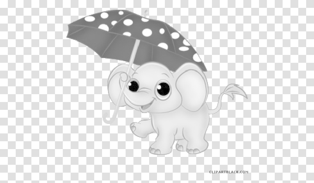 Animal Free Black White Cute Baby Elephant Cartoon, Umbrella, Canopy Transparent Png