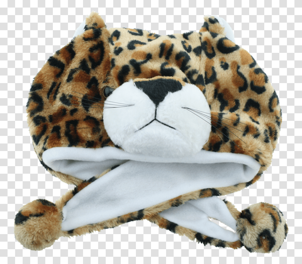 Animal Hat In Leopard Stuffed Toy, Plush, Panther, Wildlife, Mammal Transparent Png