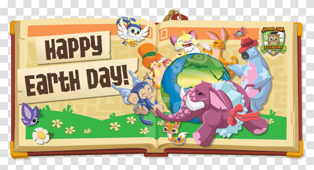 Animal Jam Happy Earthday Download Our Earth Fictional Character, Graphics, Text, Mammal, Wildlife Transparent Png
