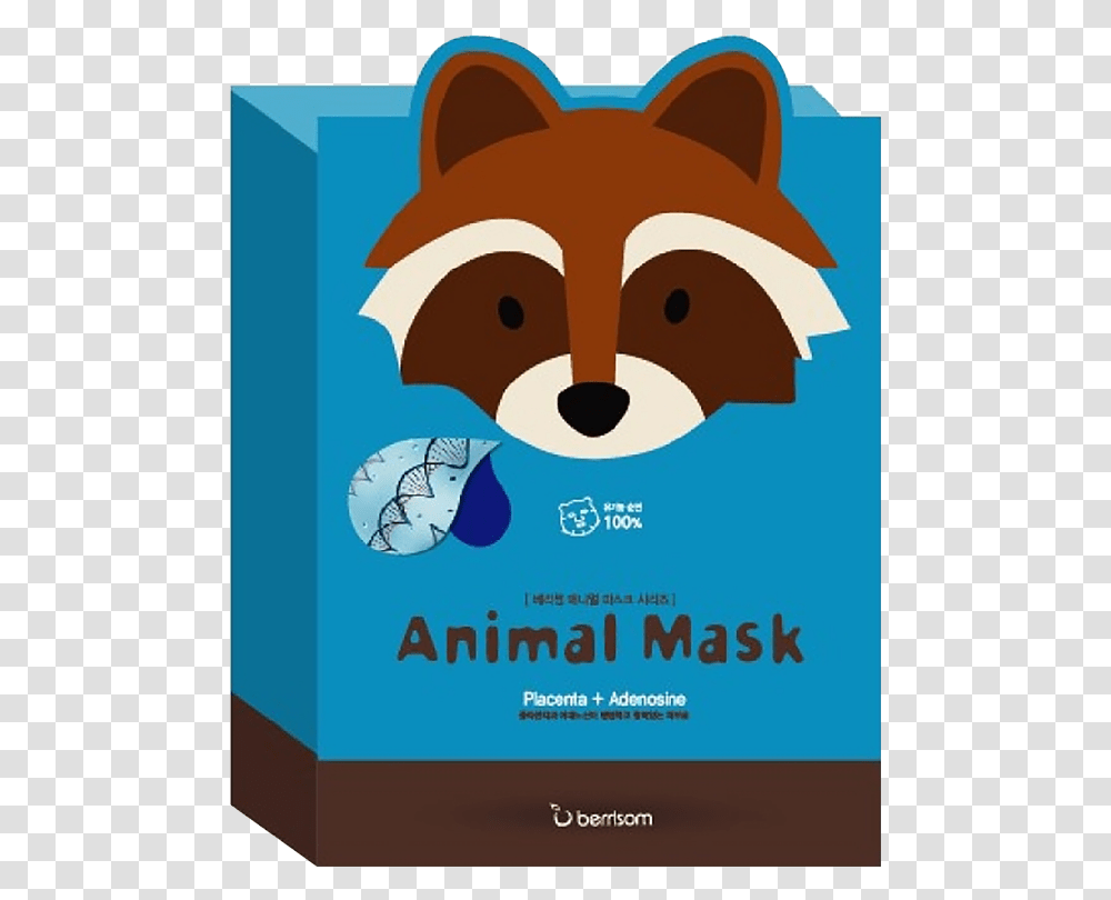 Animal Mask Pack Placenta Face Mask Racoon, Advertisement, Poster, Mammal, Wildlife Transparent Png