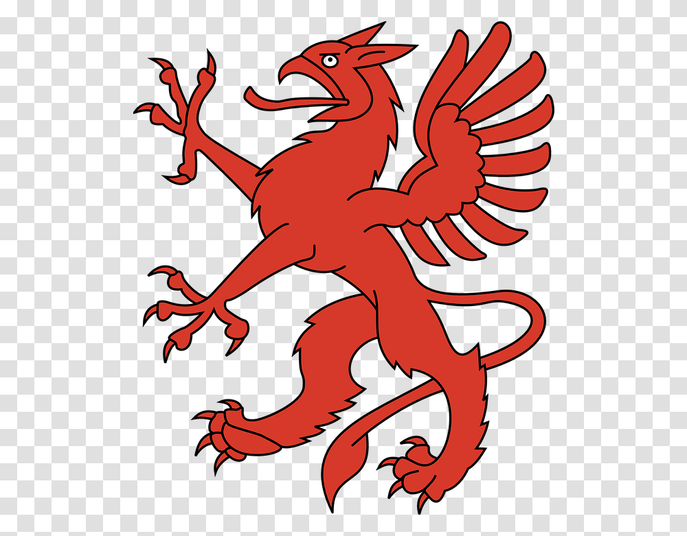 Animal Red Creature Free Vector Graphic On Pixabay Coat Of Arms Griffin, Dragon, Poster, Advertisement Transparent Png