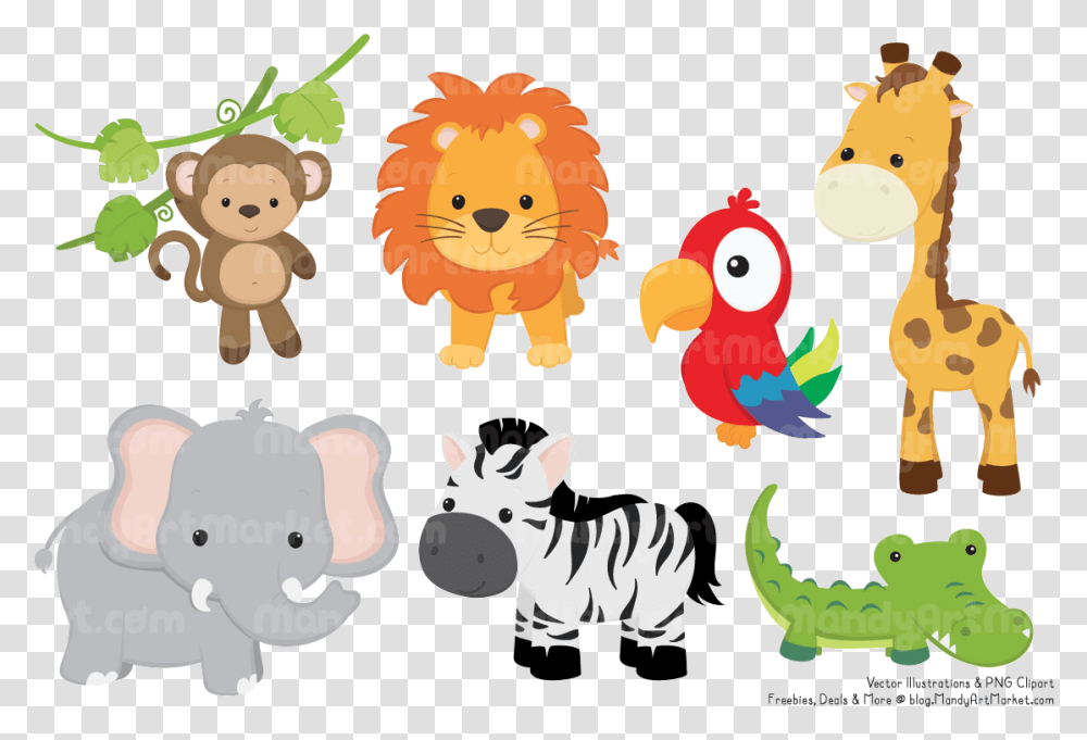 Animal Safari Clipart Cute Jungle Animals Clipart, Toy, Bird, Tiger, Wildlife Transparent Png