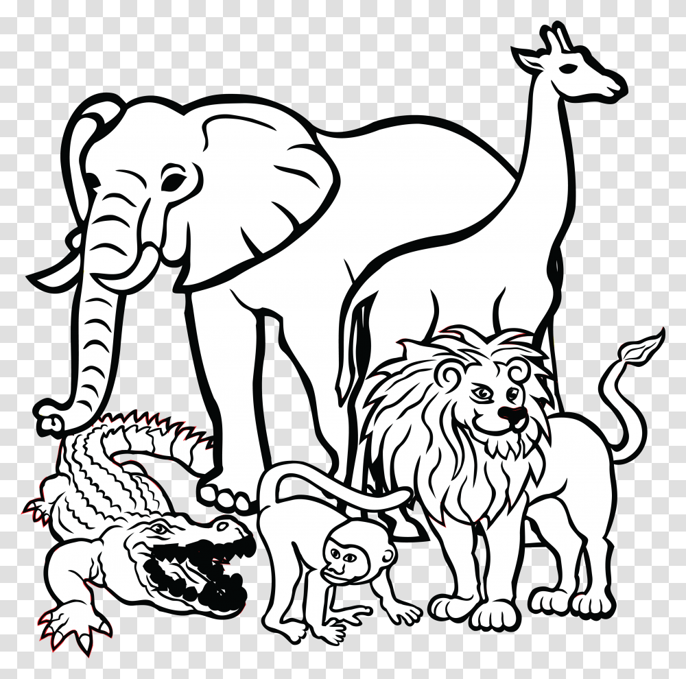 Animals Clipart Black And White, Wildlife, Mammal, Elephant, Dog Transparent Png