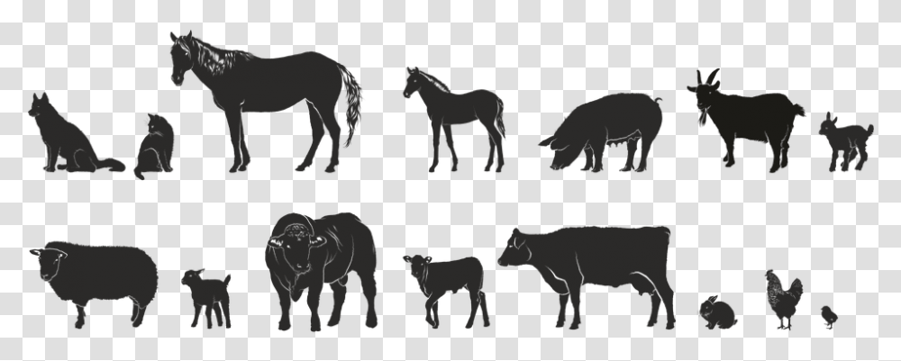 Animals Farm Series Isolated Form 4h Animals, Silhouette, Mammal, Horse, Painting Transparent Png
