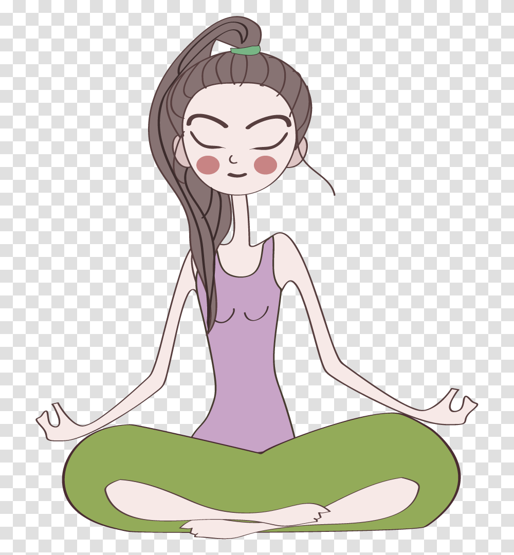 Animate Drawing Meditation Picture 944572 Yoga Cartoon Mediatting Cartoon Girl, Graphics, Sitting, Female, Kneeling Transparent Png