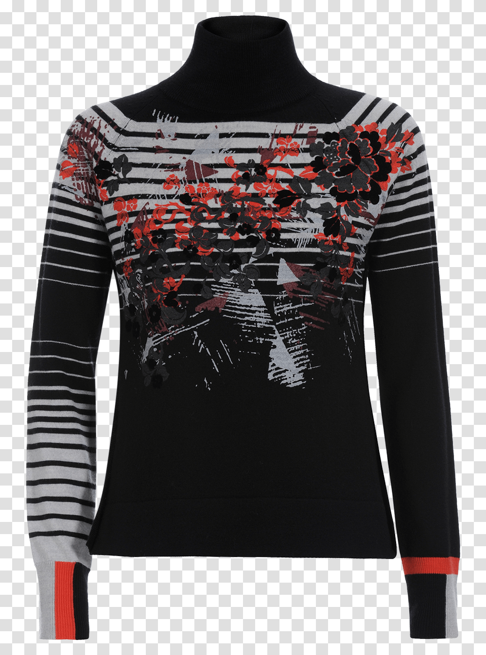 Animate Flock Floral With Stripe Sweater, Sleeve, Clothing, Apparel, Long Sleeve Transparent Png