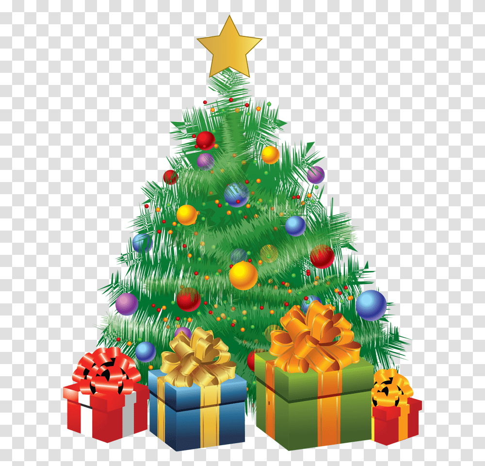 Animated Christmas Tree With Gifts, Plant, Ornament, Star Symbol Transparent Png