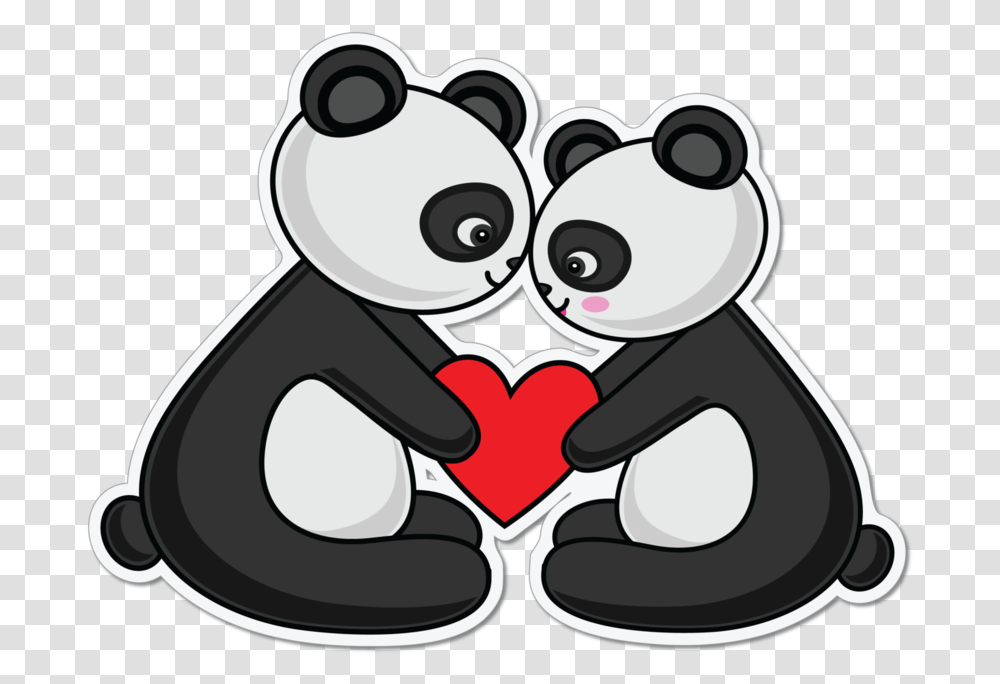 Animated Panda Imagenes De Pandas Enamorados, Label, Stencil, Heart Transparent Png