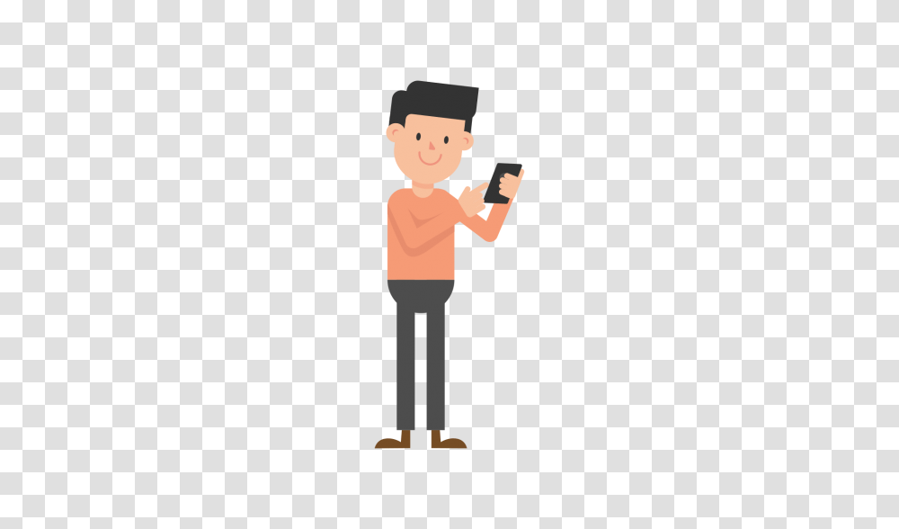 Animated Person Looking Man With Phone Vector, Standing, Arm, Female, Performer Transparent Png