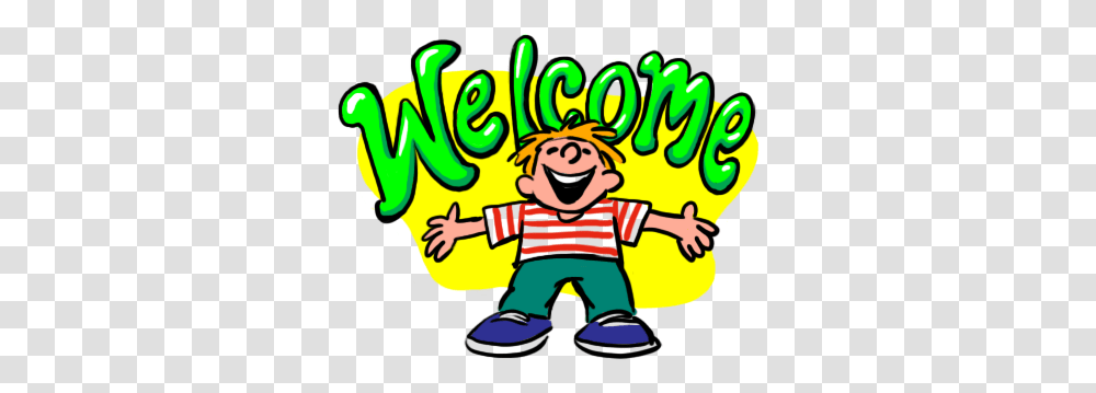 Animated Welcome Back Welcome Clipart, Person, Leisure Activities, Text, Toy Transparent Png