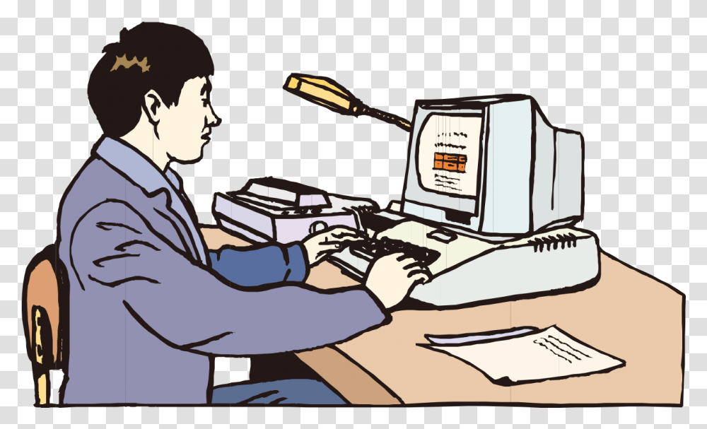 Animation Computer Hand Painted Cartoon Man On Animation Playing On Computer, Person, Human, Electronics, Keyboard Transparent Png