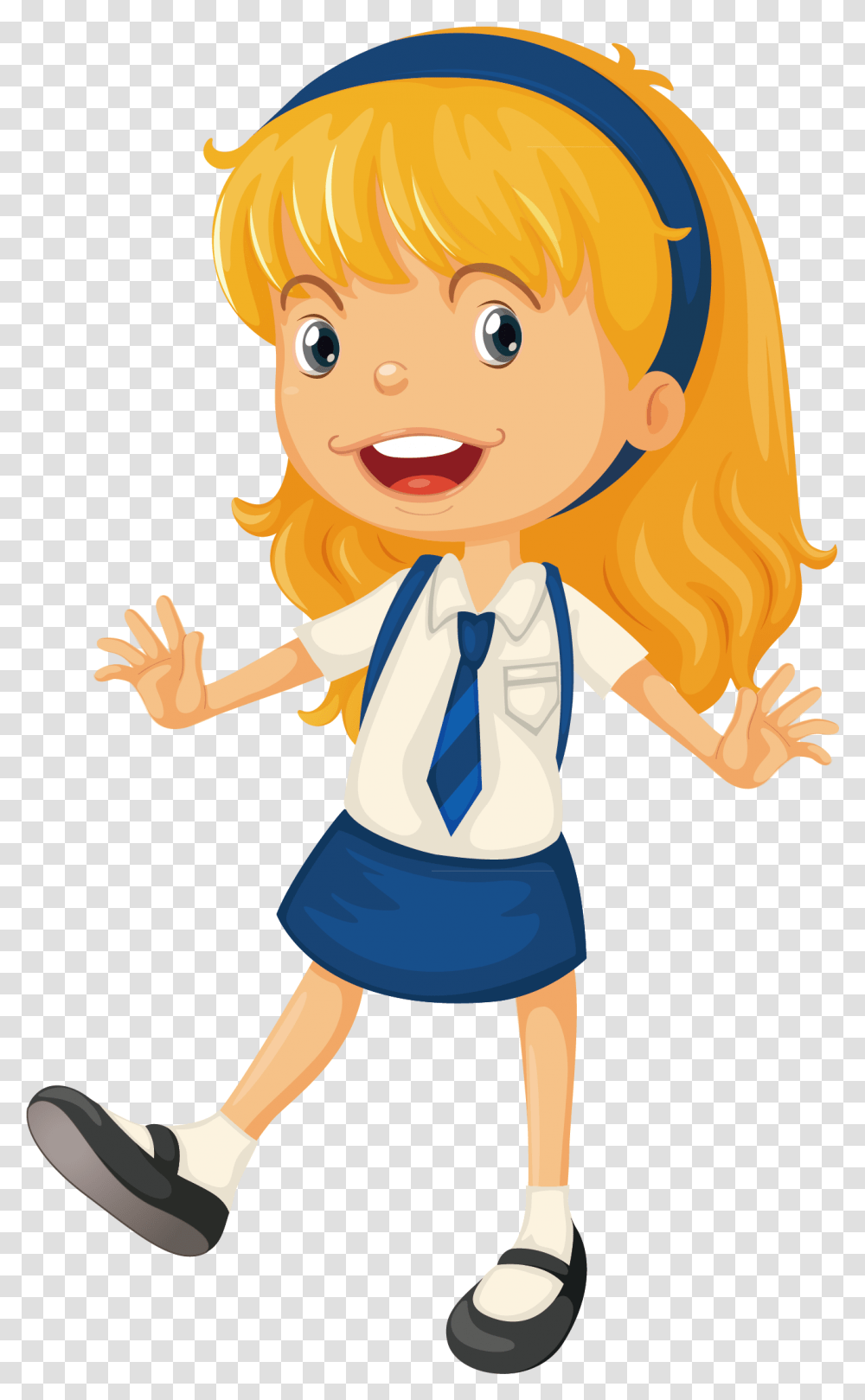 Animation Schools School Uniform Girls Starting Cartoon School Little Girl, Person, Female, Drawing, Standing Transparent Png