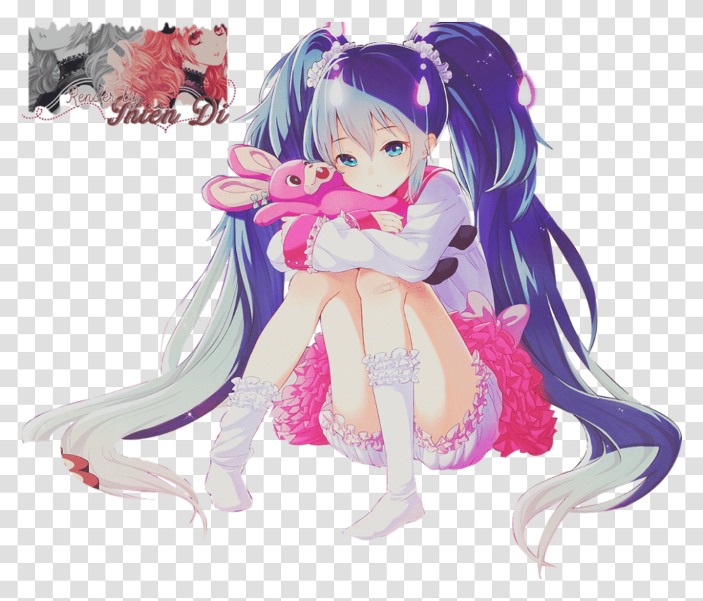 Anime 1126510 Pink Blue Hair And Render Fictional Character, Manga, Comics, Book, Graphics Transparent Png