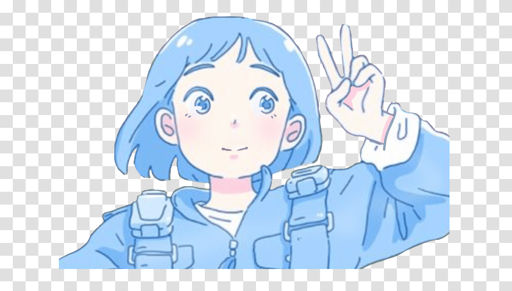 Anime Aesthetic Girl Blue Anime Aesthetic Blue, Person, Human, Comics, Book Transparent Png