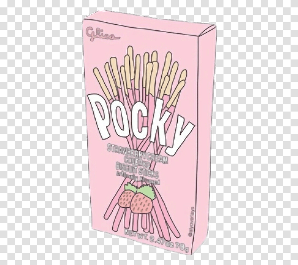 Anime Aesthetic Pink Pocky Pockygame Food Strawberry Pocky Kawaii, Text, Paper, Incense, Flyer Transparent Png