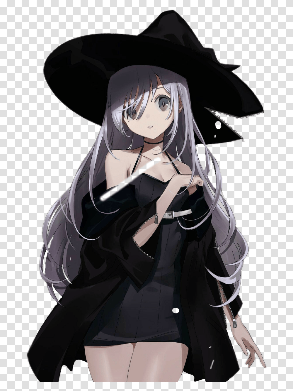 Anime Animegirl Girl Witch Aesthetic Cute Black Hair Anime Witch, Manga, Comics, Book, Person Transparent Png