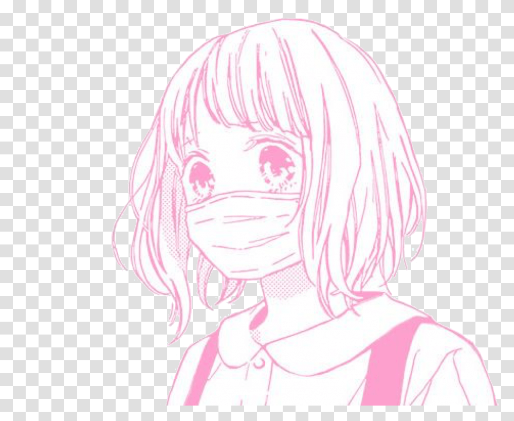 Anime Animegirl Manga Mask Japanese Anime Girl Face Mask, Comics, Book, Person, Human Transparent Png