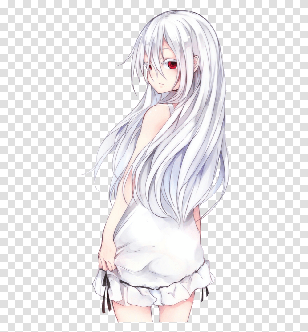 Anime Animegirl White Whitehair Freetoedit Anime Girl With Long White Hair, Manga, Comics, Book, Person Transparent Png