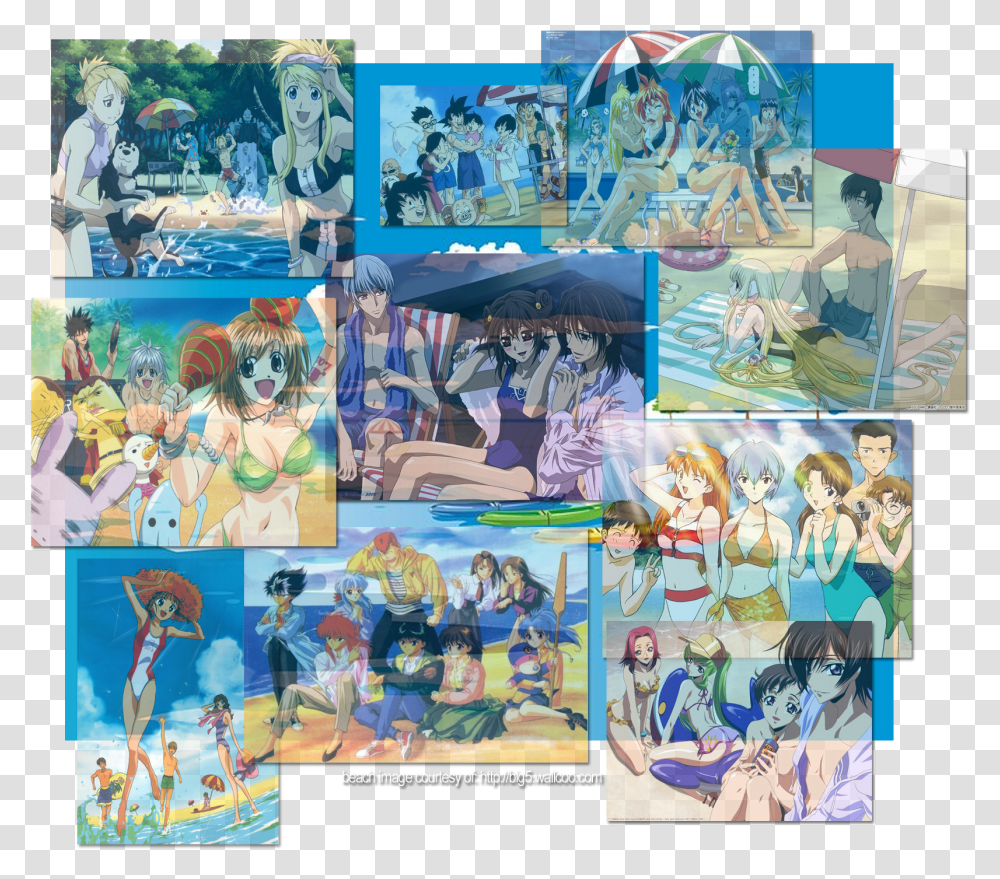 Anime Beach Images, Person, Collage, Poster, Advertisement Transparent Png