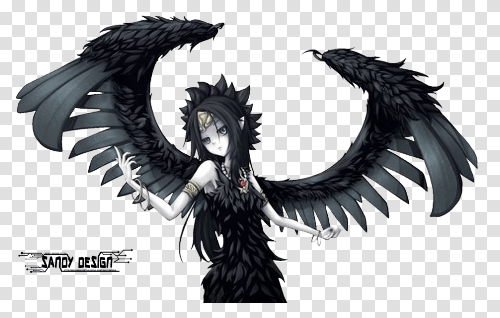 Anime Bloodborne Transprent Free Download Eagle Dark Angel Anime, Person, Human, Archangel Transparent Png
