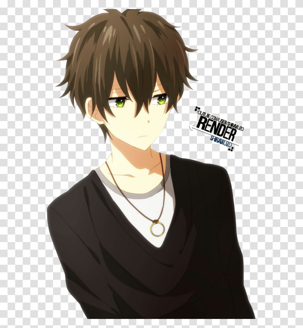 Anime Boy Eyes Anime Boy Brown Hair Green Eyes, Necklace, Jewelry, Accessories, Accessory Transparent Png