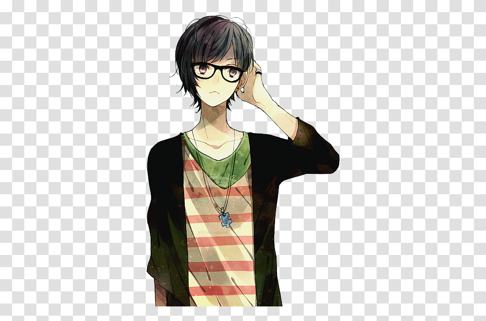 Anime Boy Glasses, Person, Human, Book, Manga Transparent Png