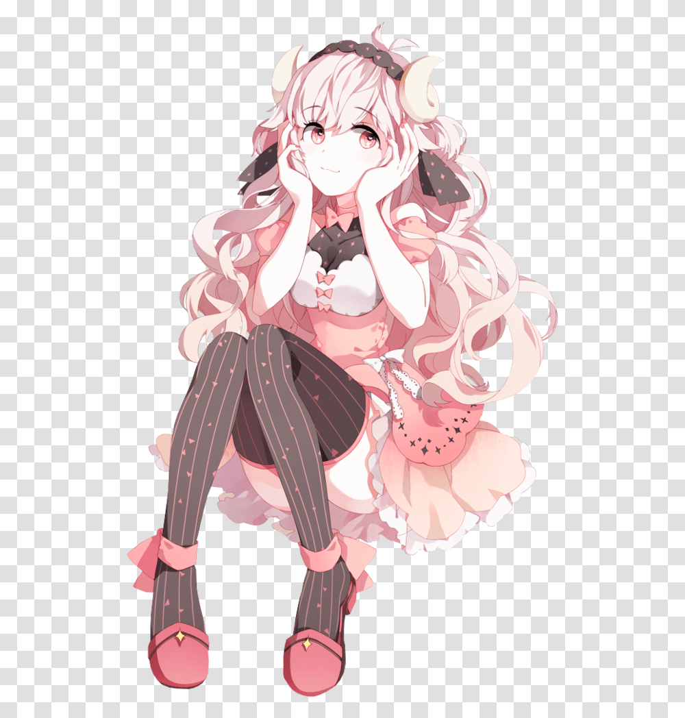 Anime Boy Pink Hair Curly Haired Anime Girl, Person, Book Transparent Png