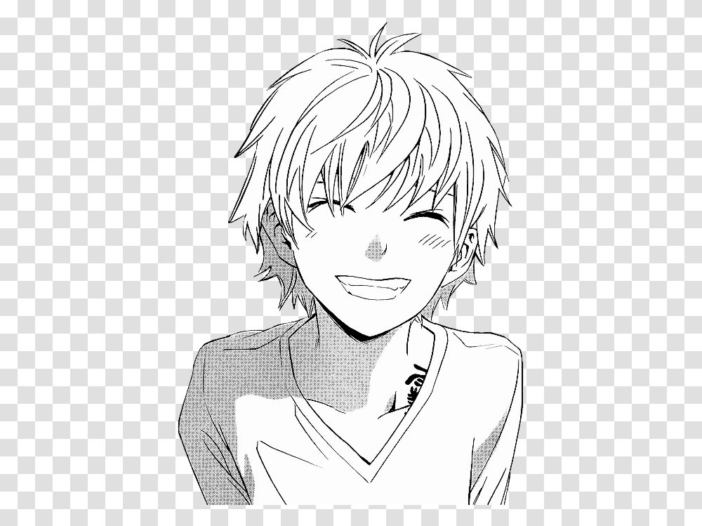 Anime Boy Smiling Drawing Anime Boy Face Drawing, Manga, Comics, Book, Person Transparent Png