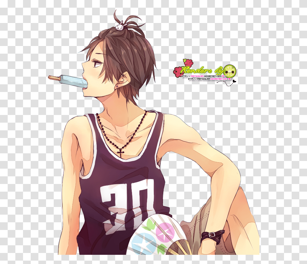 Anime Boy With Popsicle, Person, Human, Apparel Transparent Png