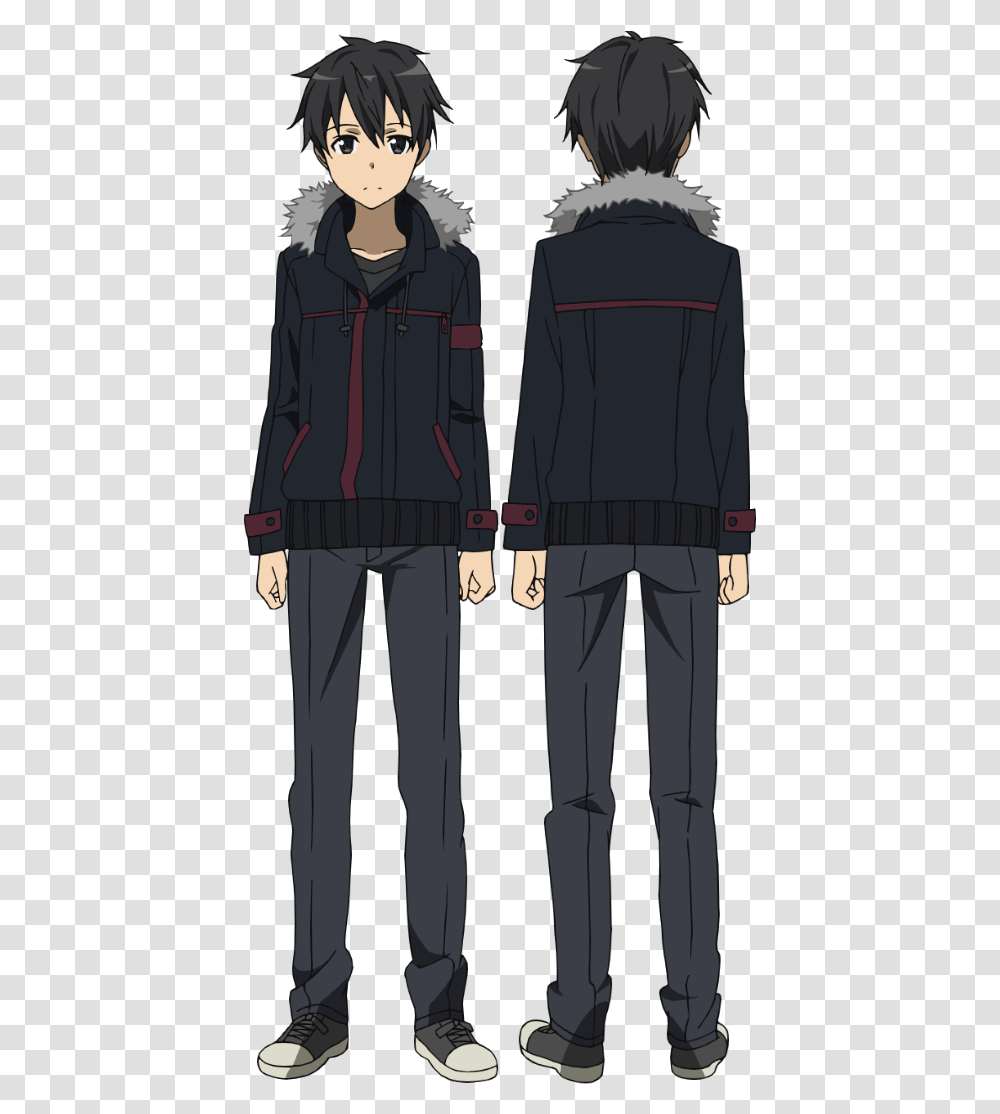 Anime Character Back View Full Size Download Seekpng Anime Boy Hair Back View, Clothing, Coat, Overcoat, Person Transparent Png