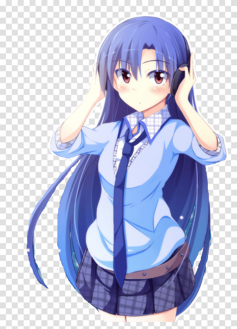 Anime Character With Bluepurple Hair Short Skirt Chihaya Kisaragi Ipad, Manga, Comics, Book, Person Transparent Png
