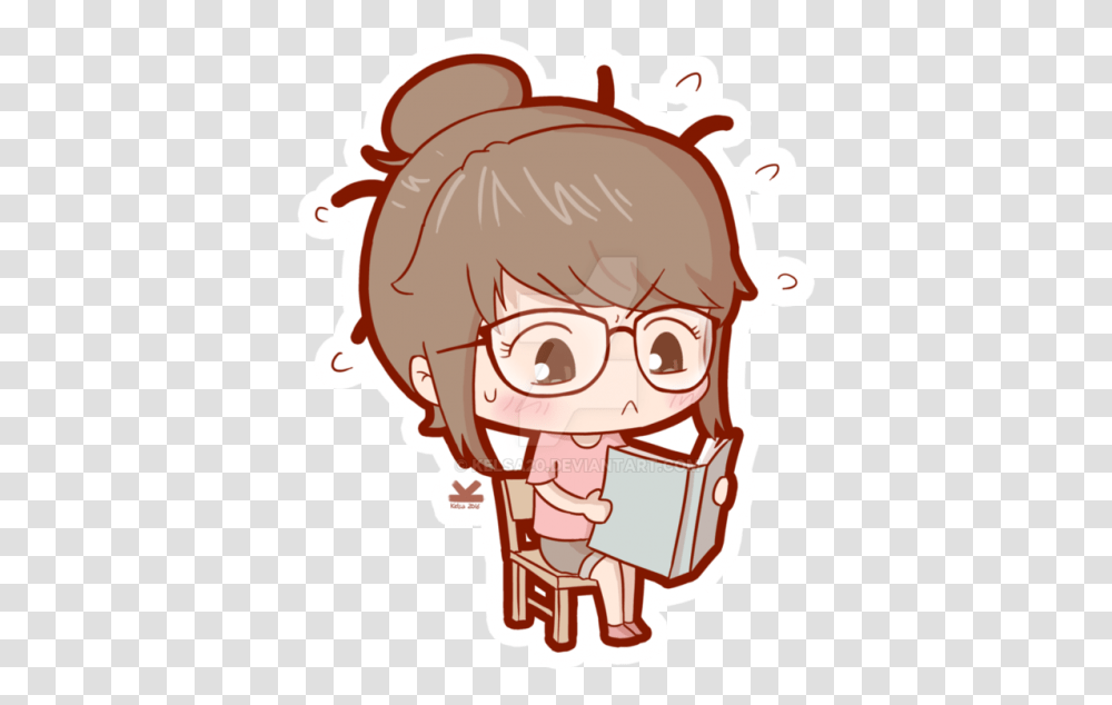 Anime Chibi Girl Studying Anime Chibi Studying, Head, Label, Text, Face Transparent Png