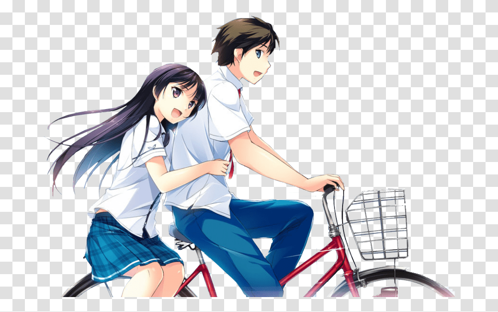 Anime Couple Bike Ride, Person, Human, Bicycle, Vehicle Transparent Png