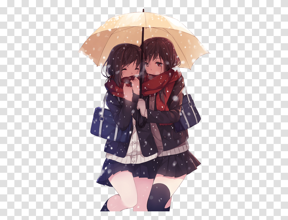 Anime Couple Umbrella Rain, Helmet, Manga, Comics Transparent Png